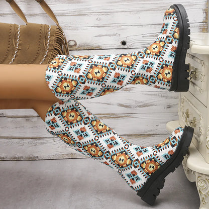 Native Printed Mid-Calf Platform Boots