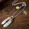 Native Feather Charm Silver Color Pendant Necklaces