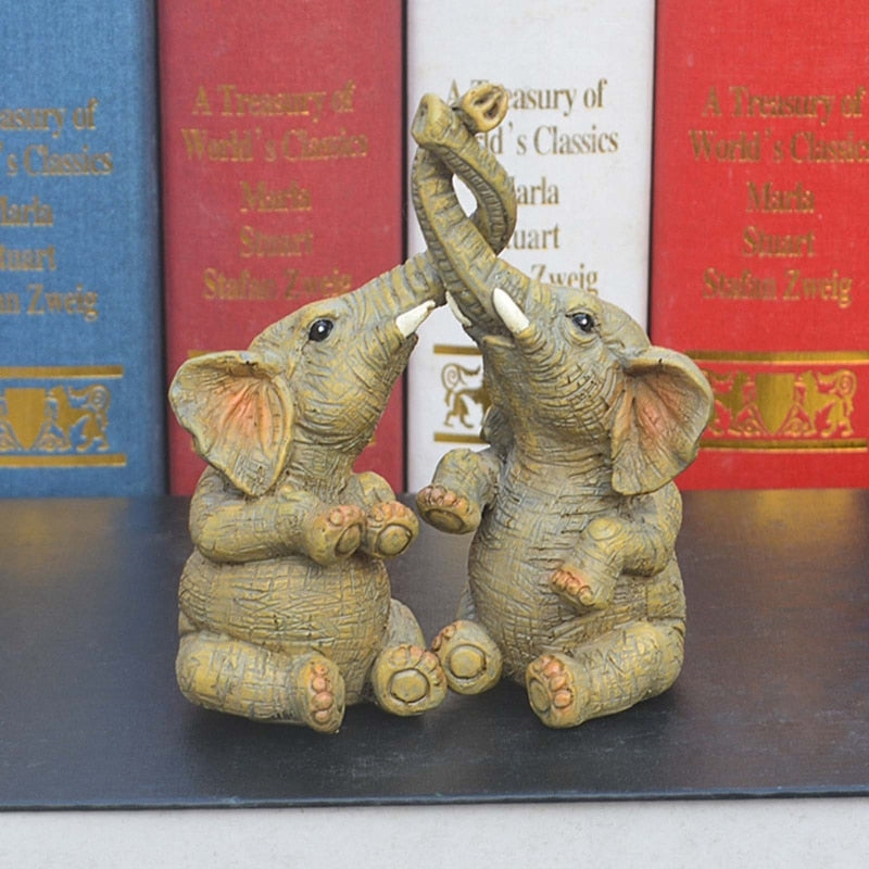 Elephant Couple Statue Home Decor