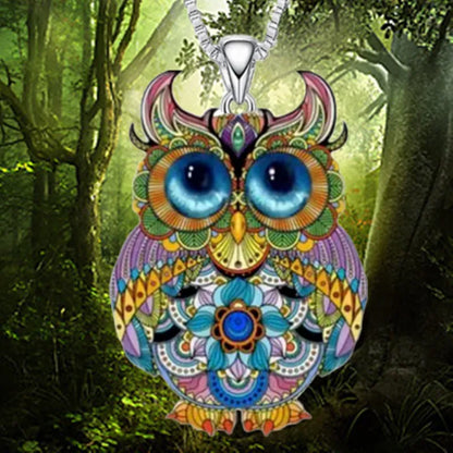 Owl Painted Necklace Stainless Steel