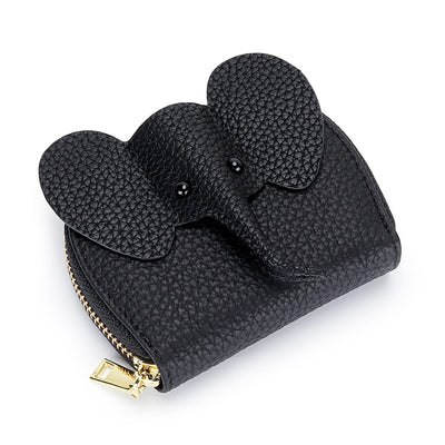 Women Card Holders Elephant Leather Fashion Wallet Zipper Purse