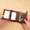 Owl Printing Short Card Holder Genuine Leather Wallets