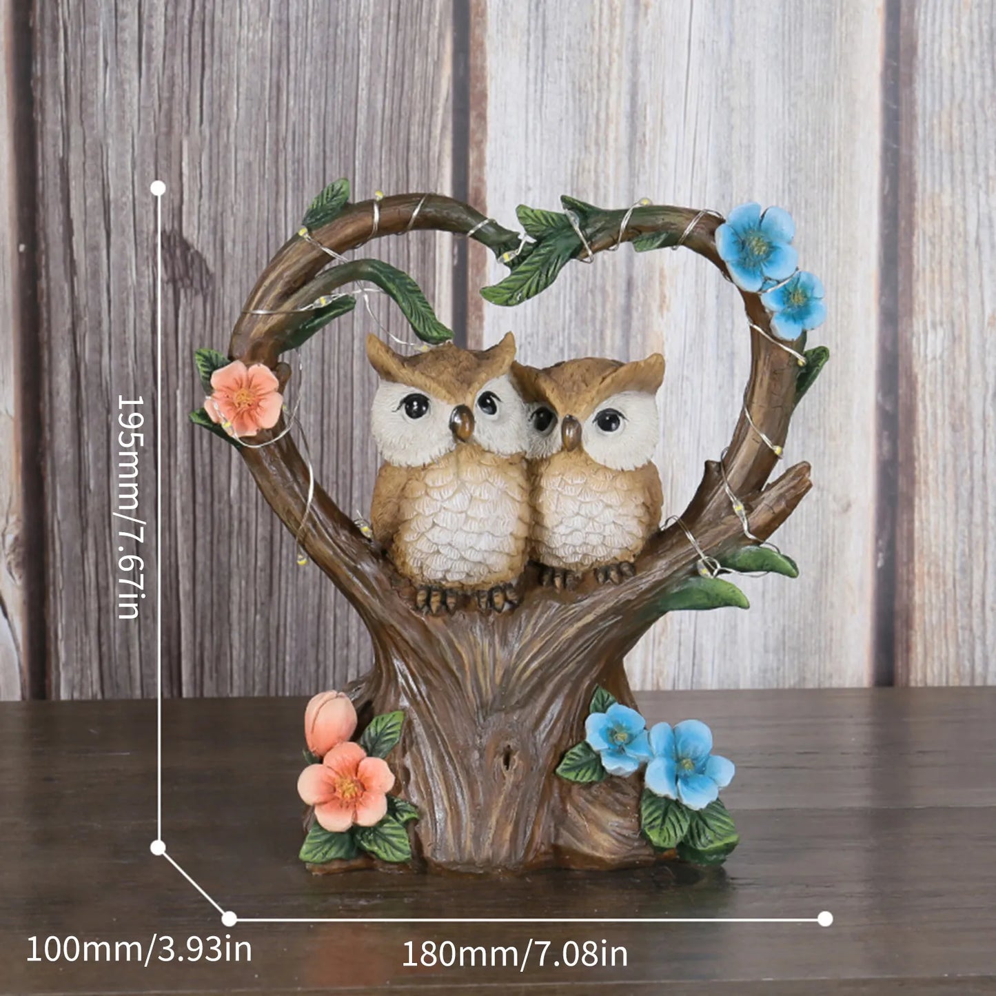 Heart Owl Statues Figurines  Resin