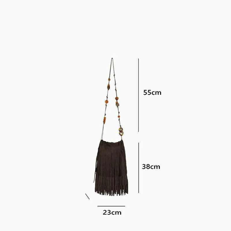 Native Fringe Tassel Bohemian Frosted PU Leather Bag