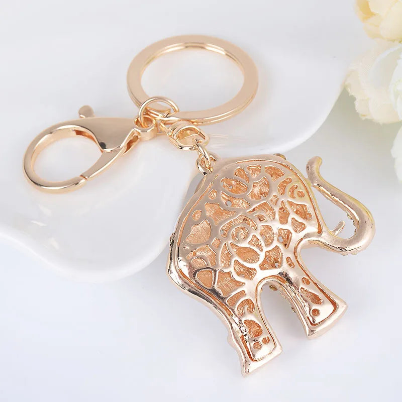 Elephant Car Keychain Exquisite Precious Stones