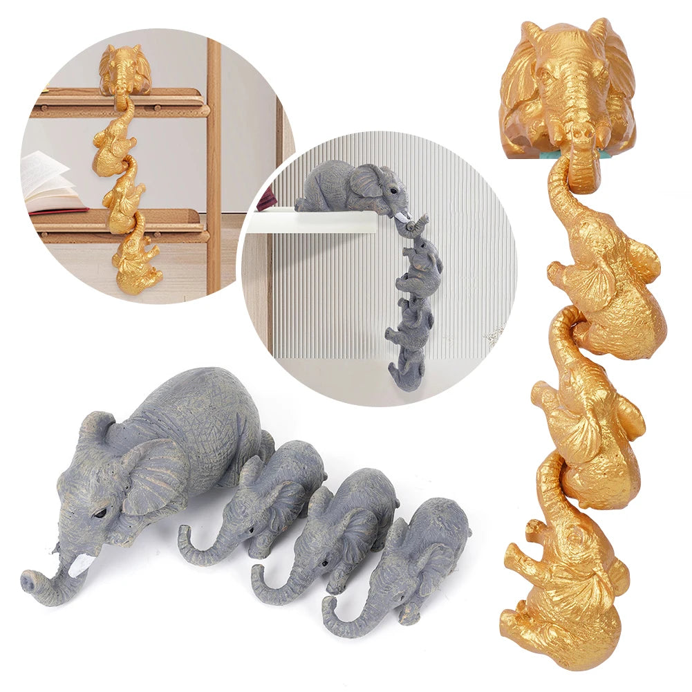 Elephant Ornament Resin Elephant 4 Items/set