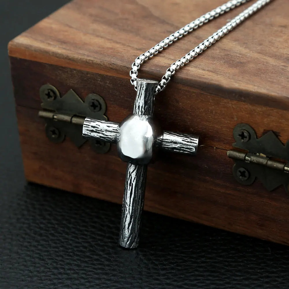 Skull Cross Pendant Necklace 316L Stainless Steel