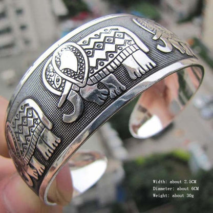 Elephant Silver Color Cuff Bracelet