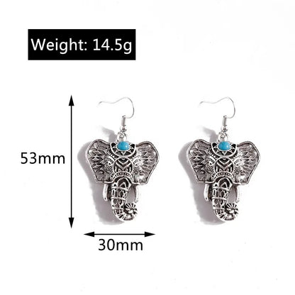 Elephant Silver Color Drop Earrings