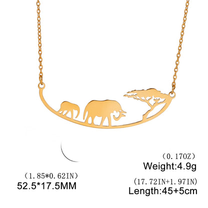 Elephant Necklace Mother Kid Stainless Steel