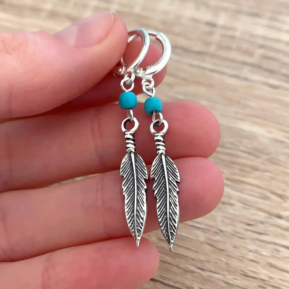 Native Turquoise Feather Earrings