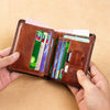 Owl Printing Short Card Holder Genuine Leather Wallets