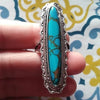 Native Natural Zircon Turquoise Stone Ring Silver Color