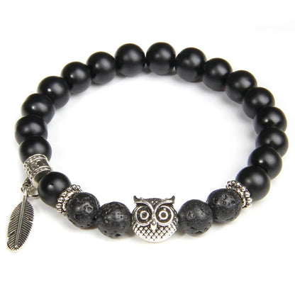 Owl Feather Pendant Opal Lava Stone Bracelets