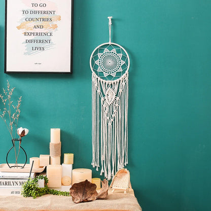 Native Macrame Dream Catcher With Leaf Wall Hanging