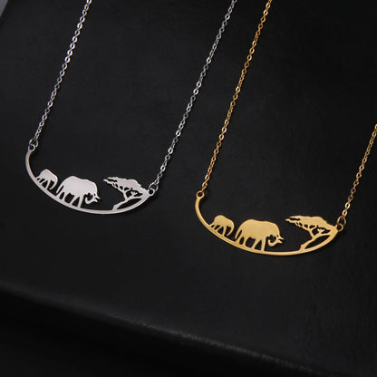 Elephant Necklace Mother Kid Stainless Steel