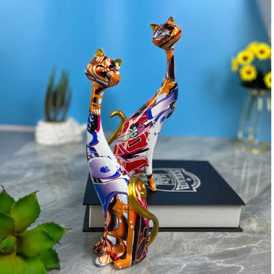 Painted Graffiti Cat Resin Abstract Statue