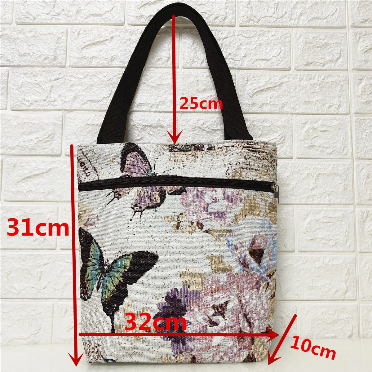 Elephant Double-sided Embroidered Shoulder Bag Canvas Large Capacity