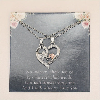 2pcs Mom and Daughter Elephant Necklace for Mom and Daughter Mother's Day