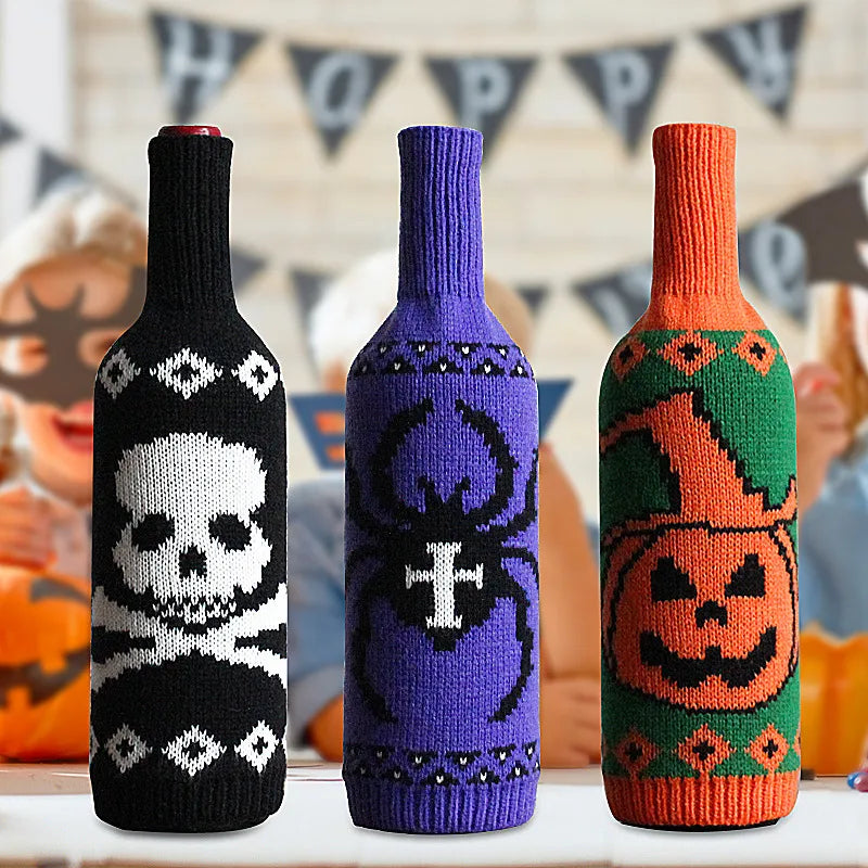 Skull Wine Bottle Bag Cover Knitted