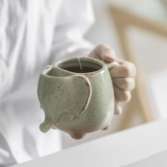 Elephants Ceramic Mugs 16oz Cup With Tea Bag Holder