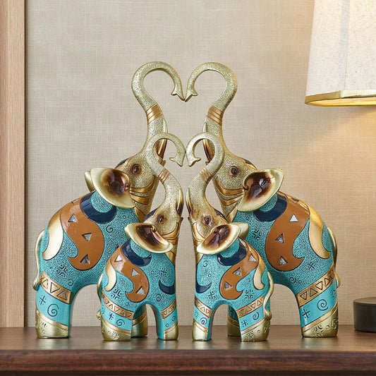 Elephant Resin Statues Ornaments 2 Items