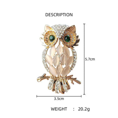 Owl Brooches Sparkling Crystal Opal Stone