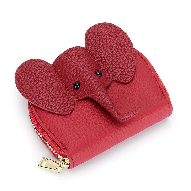 Women Card Holders Elephant Leather Fashion Wallet Zipper Purse