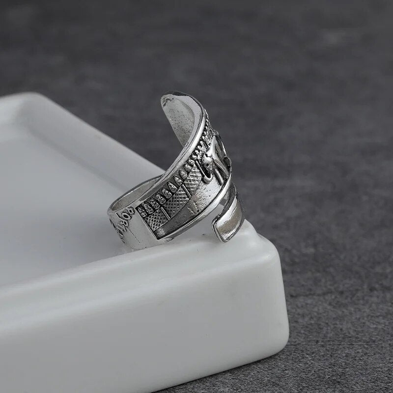 Elephant Silver Color Carving  Ring