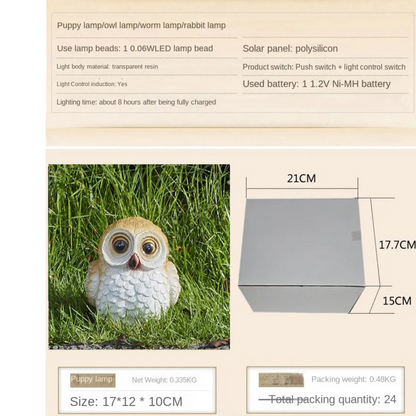 Owl Resin Lamp Waterproof Outdoor Solar