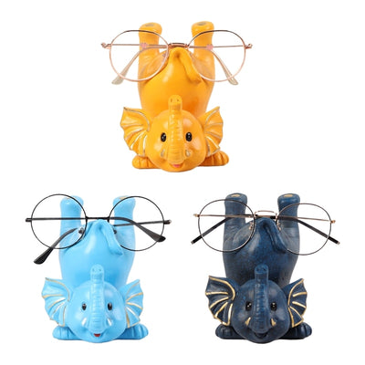 Cute Elephant Figurines Glasses Holder Resin