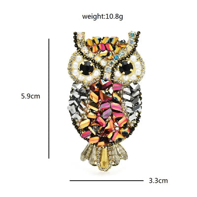 Owl Brooches Shining Beads