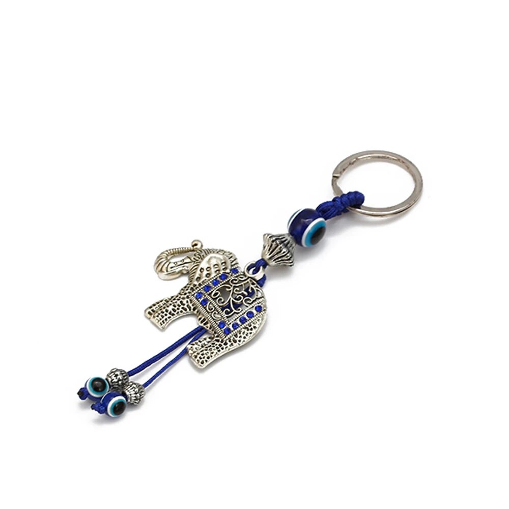 Elephant Keychain Blue Car Keyring