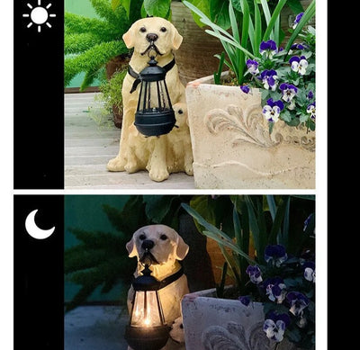 Dog Statue Solar Garden Light Resin