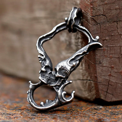 Skull Kissing Pendant Stainless Steel Necklace