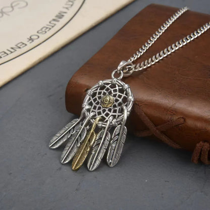 Native Dream Catcher Silver Color Pendant