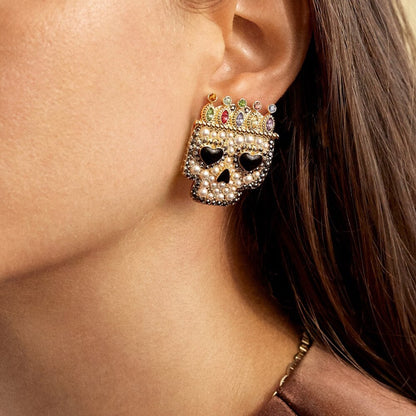 Halloween Skull Earrings With Rhinestone