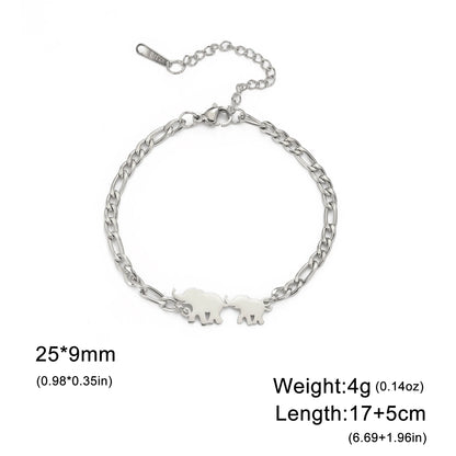 Elephant Family Bracelet Gold Color Stainless Steel