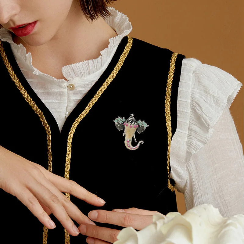 Elephant Shape Brooches Coat