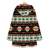 Native Cotton and Linen Printed Hooded Warm Plush Jacket