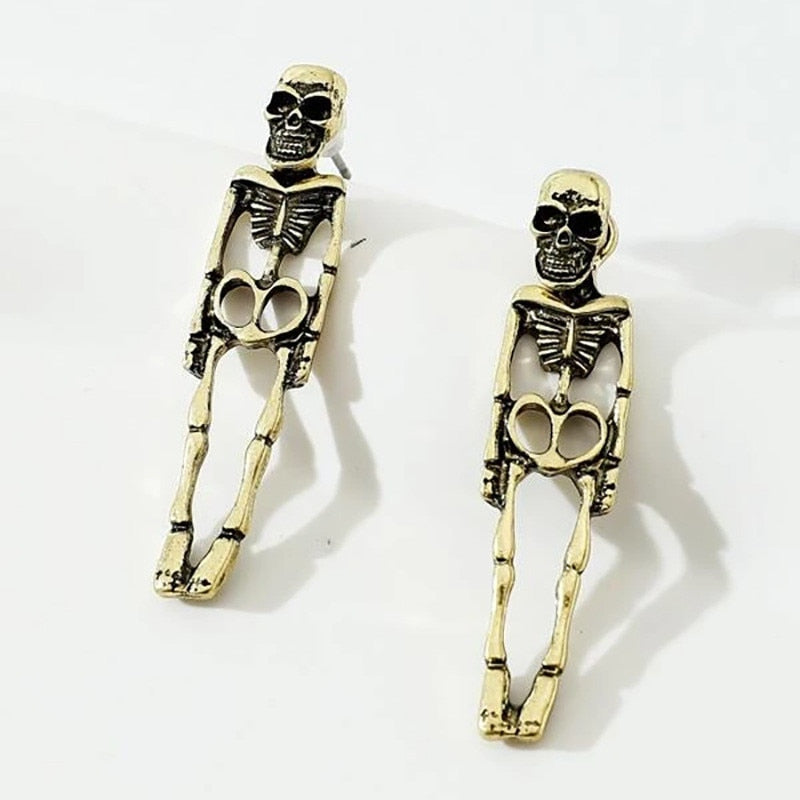 Skeleton Skull Earrings Retro Punk Metal