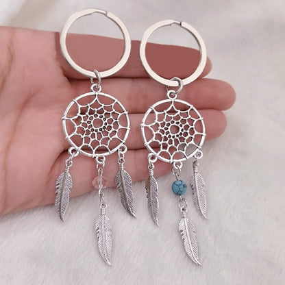 Native Dream Catcher Feather Wind Turquoise Beads Keychain Bohemian Indian Style