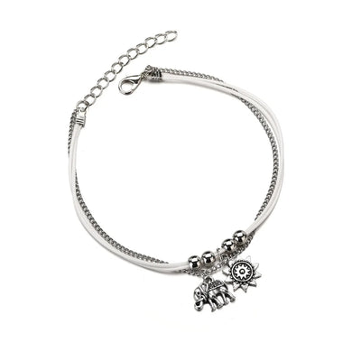 Elephant Multi-layer Square Bead Chain Anklet