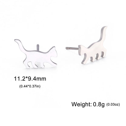 Walking Cat Earrings Stainless Steel