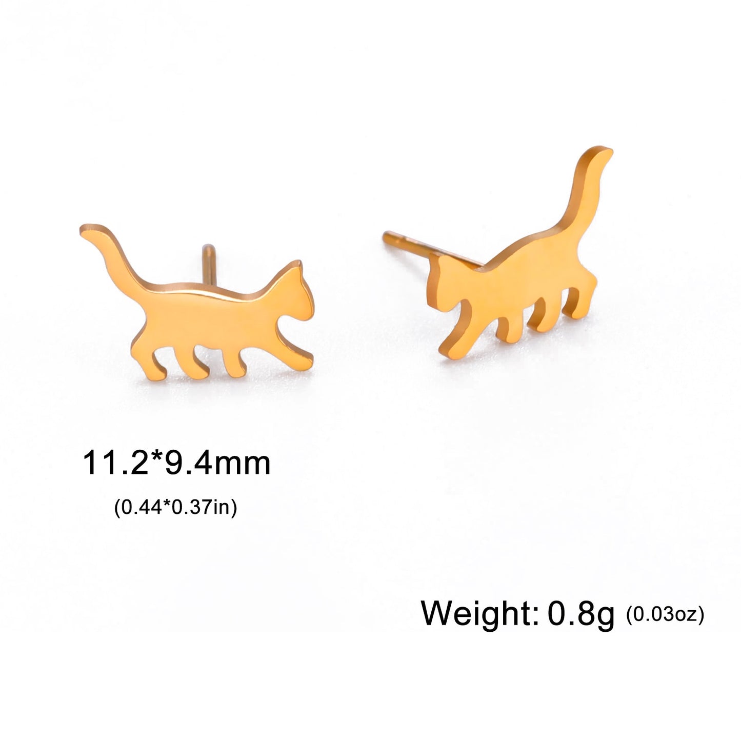 Walking Cat Earrings Stainless Steel