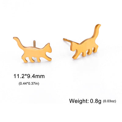 Walking Cat Earrings Stainless Steel