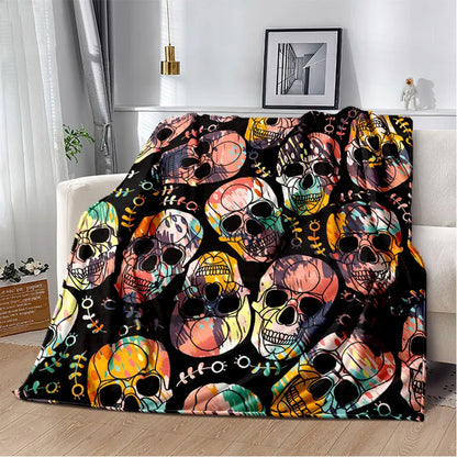 Skull Pattern Blanket Flannel Soft Plush