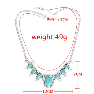 Native Turquoise V-shaped Alloy Necklace