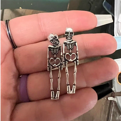 Skeleton Skull Earrings Retro Punk Metal