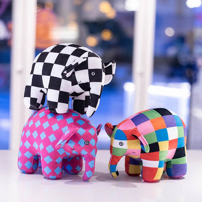 Elephant Figure Doll Cute Cartoon Plaid